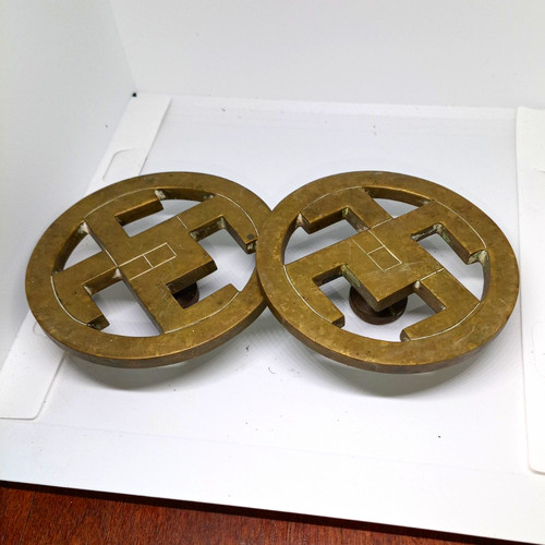 Pair antique brass furniture - pair,
