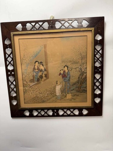 Vintage framed chinese silk - vintage,